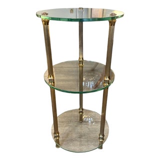 Glass and Brass Side Table, 1950s For Sale