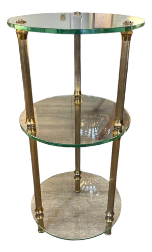 Glass and Brass Side Table, 1950s