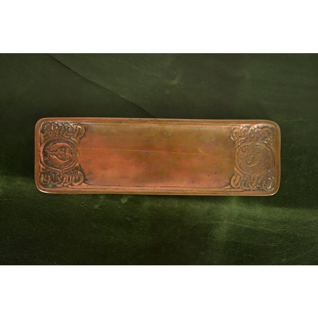 Art Deco Tiffany Studios New York Zodiac Pattern Bronze Pen Tray For Sale - Image 3 of 10
