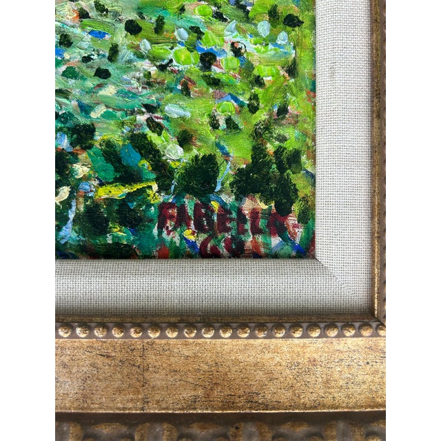 Impressionist Oil on Canvas Impressionist Landscape Painting Signed Fabello, Dated 1960 For Sale - Image 3 of 6