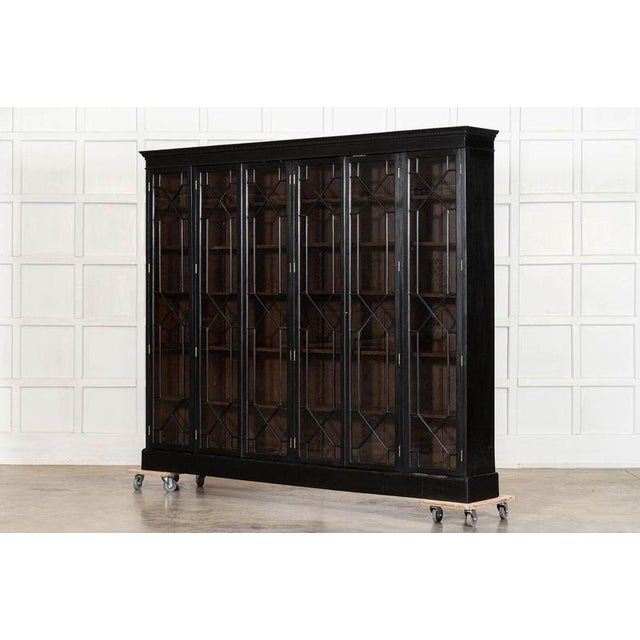 Late 19th Century Large 19th Century English Glazed Ebonised Mahogany Bookcase, 1880 For Sale - Image 5 of 13