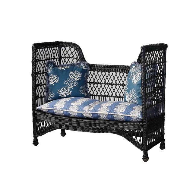 Early 20th Century Antique Stick Wicker Settee For Sale - Image 5 of 5