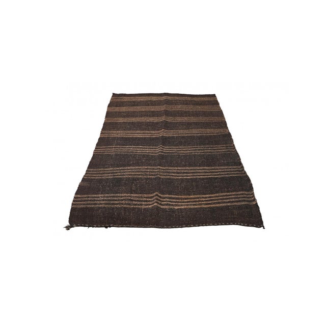 Mid-Century Modern Vintage Brown Striped Kilim Rug - 4`2″ X 8`6″ For Sale - Image 3 of 6