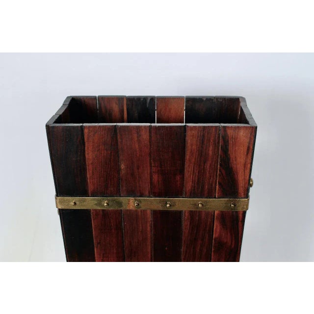 Wood Modern Brazilian Rosewood Umbrella Stand, Cane Stand, Circa 1970 For Sale - Image 7 of 12