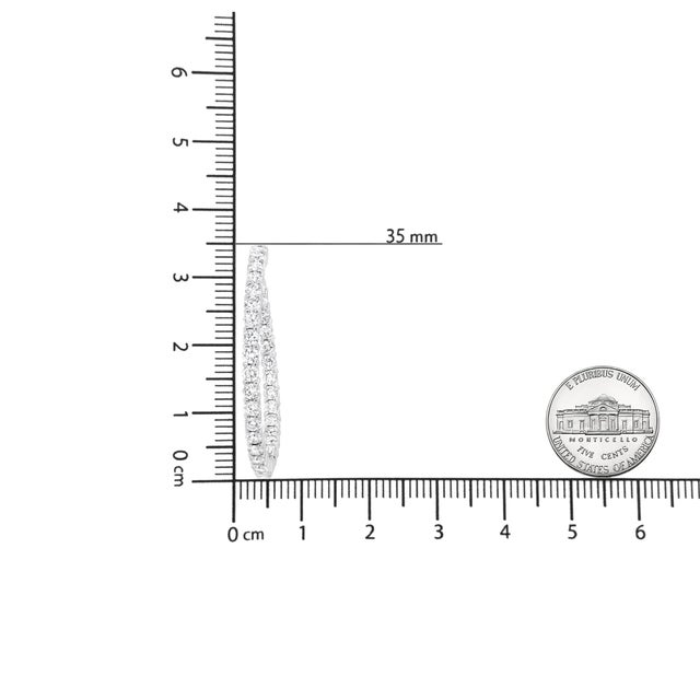 Early 21st Century 18K White Gold 3 5/8 Cttw Round Diamond Curved Inside-Outside Hoop Earrings, A Pair For Sale - Image 5 of 5