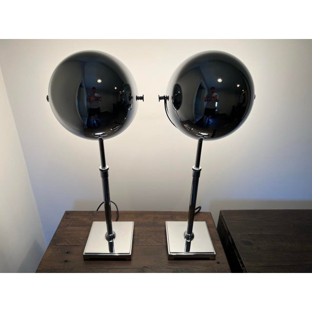 Restoration Hardware Hemisphere Chrome Table Lamps - Set of 2 For Sale In New York - Image 6 of 10