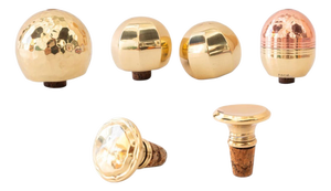 Art Deco Bottle Stoppers in Brass, 1920s, Set of 6