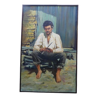 Chediac, The Worker, 1970s, Oil Painting on Canvas, Framed For Sale