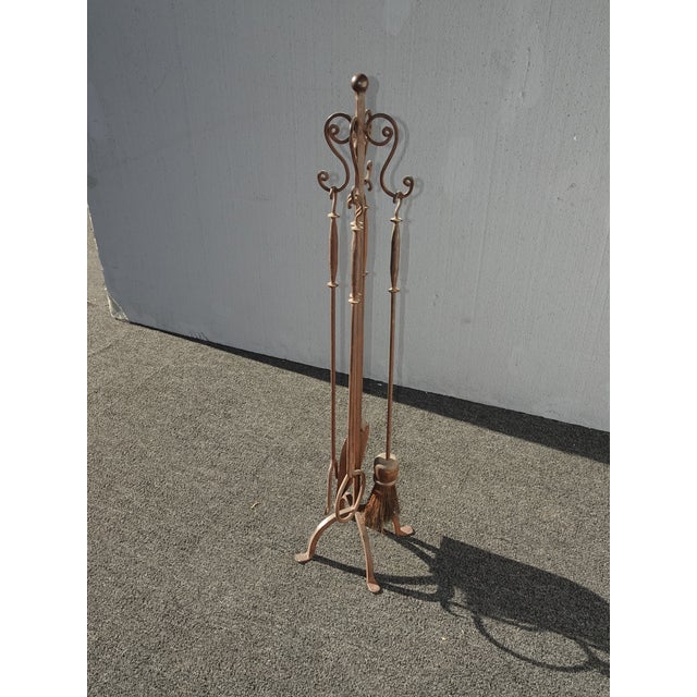 Farmhouse Vintage French Farmhouse Rustic Rustic Fireplace Tools W Four Tools For Sale - Image 3 of 9