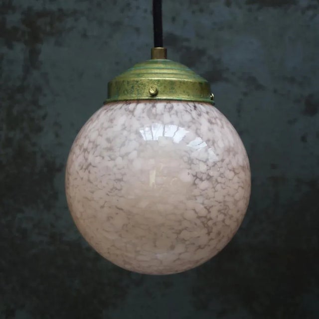 French Pink Glass Pendant Lamp For Sale - Image 4 of 7