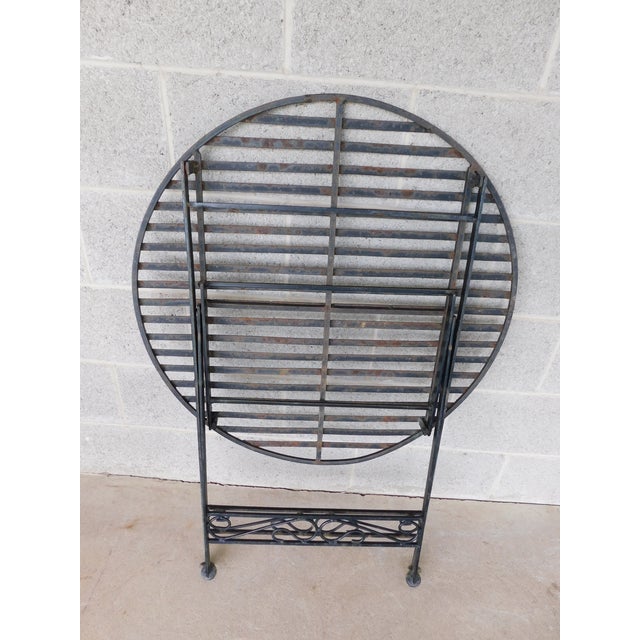 Vintage French Style Wrought Iron Outdoor Dining Bistro 3 Piece Set "A" For Sale - Image 14 of 14