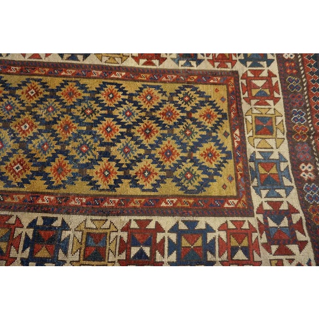 1890s Yellow Diamond Antique Caucasian Talish Carpet 3'4" X 7'6" Knotted Wool Rug For Sale In New York - Image 6 of 12