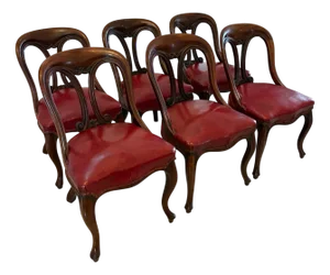 Antique Victorian Carved Mahogany Dining Chairs, 1850, Set of 6