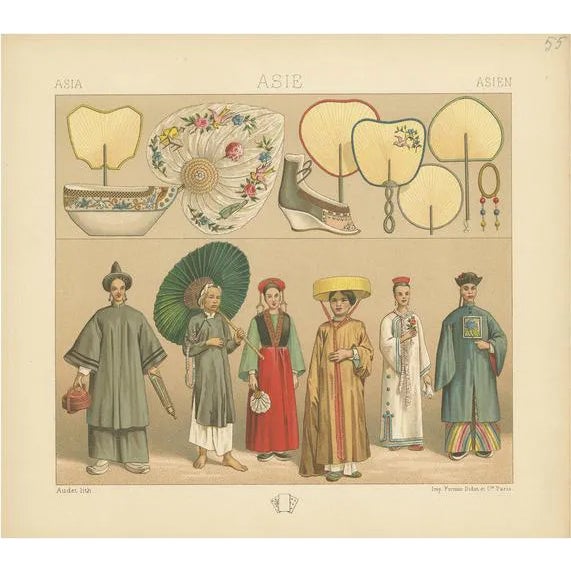 Racinet, Asian Costumes, 1880, Paper For Sale