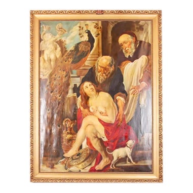 Eugenie Gilles D´Aprés after Jacob Jordaens, Susanna and the Elders, Oil on Canvas, Framed For Sale