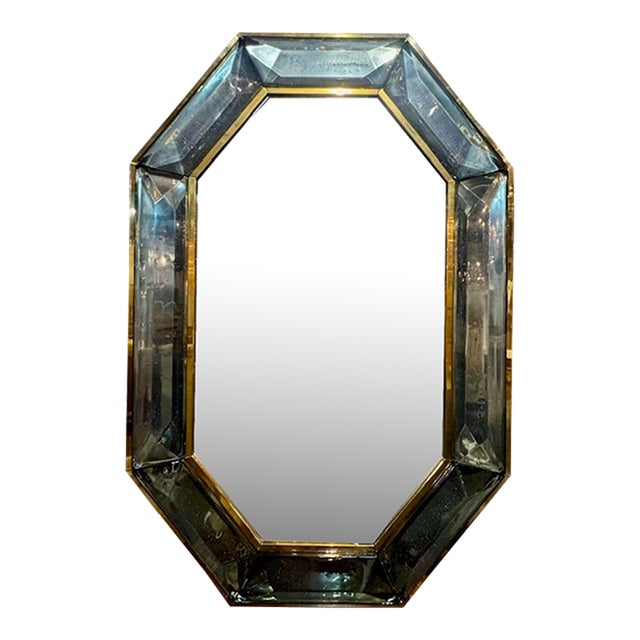 Modern Octagonal Murano Mirror in Fontana Green For Sale