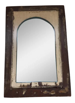 Vintage Indian Archway Painted Teak Mirror