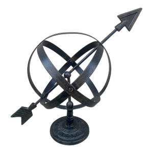 Vintage English Country Iron Black Garden Armillary Sundial