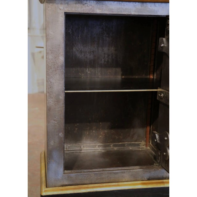 19th Century French Iron Combination Safe on Painted Wood Stand For Sale - Image 10 of 12