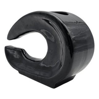 Modern Sculptural Ikebana Ceramic Vase, Crescent Form, 9.25" For Sale