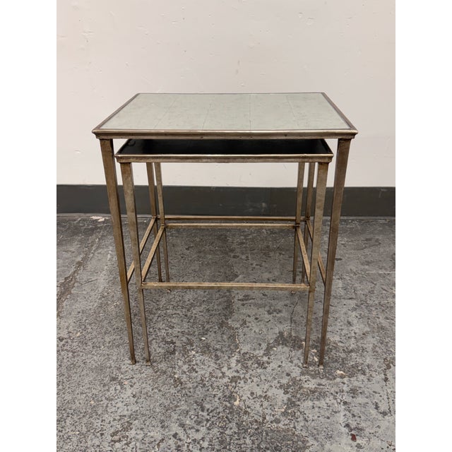 Restoration Hardware Antiqued Mirrored Nesting Tables, Set of Two For Sale In San Francisco - Image 6 of 12