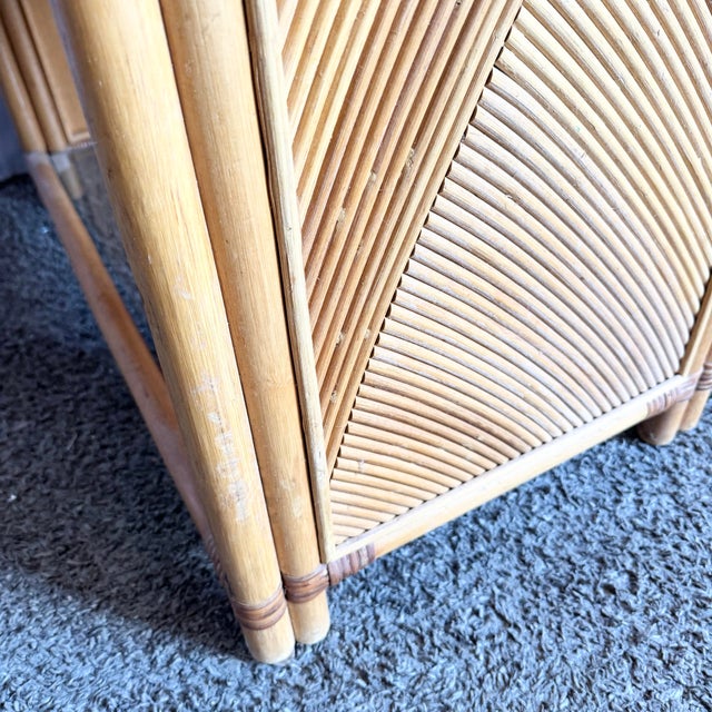 Late 20th Century Boho Chic Wavy Pencil Reed Etageres - A Pair For Sale - Image 11 of 12