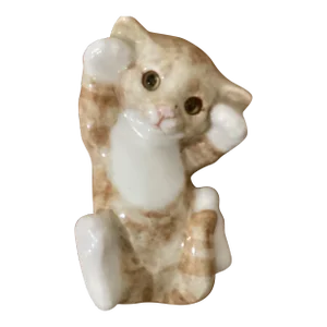 Vintage Winstanley Ginger White Cat Size 2 Glass Eyes, Signed England