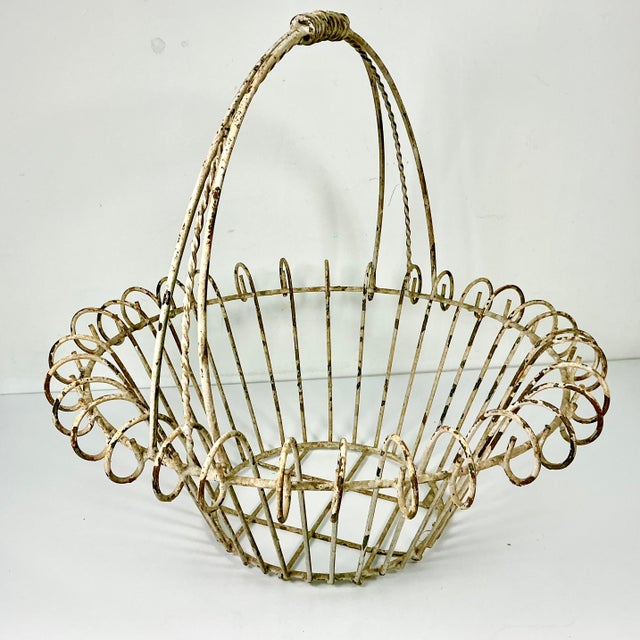 1950s Vintage French Art Nouveau Boho Chic Medium Jardiniere Basket Planter. For Sale - Image 16 of 17