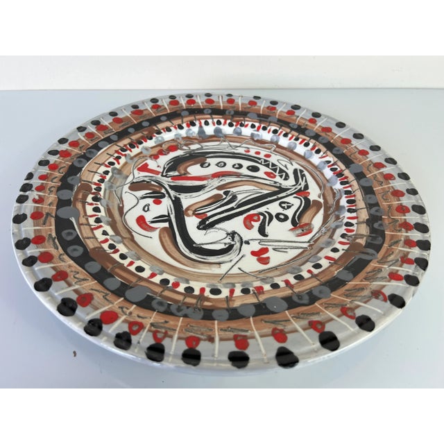 Mid-Century Modern Vintage Juliette Hand Painted Abstract Design Decorative Ceramic Plate For Sale - Image 3 of 12