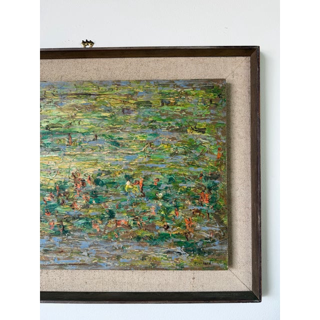 Wood 1960’s Ned Fleishman Expressionist Abstract Oil Painting on Masonite Painting – Framed For Sale - Image 7 of 11