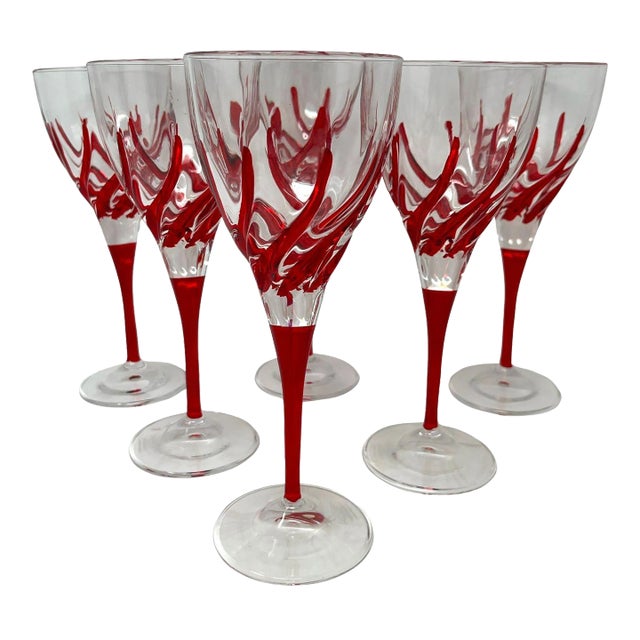 Red Wine Glasses From Venezia For Sale