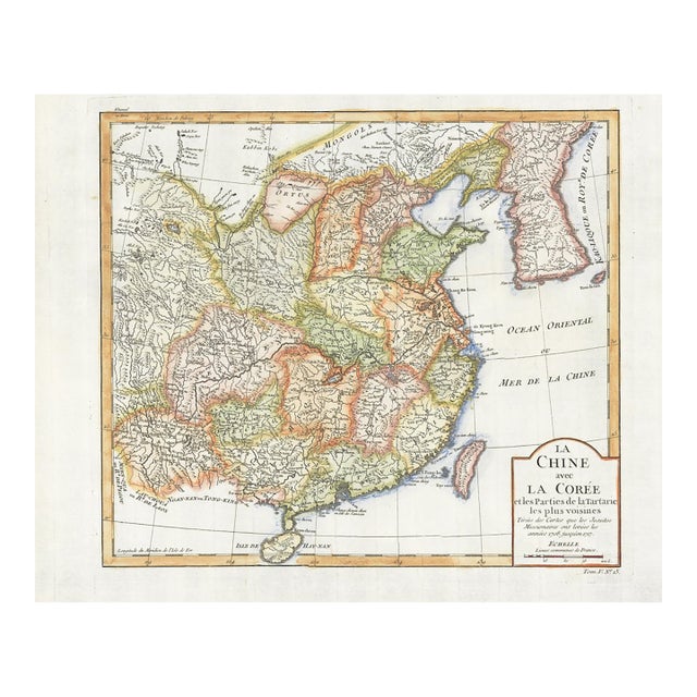 1748 Map by Jacques-Nicolas Bellin "La Chine Avec La Corée..." (China and Korea) For Sale