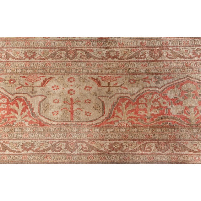Antique Persian Tabriz Copper, Terracotta and Ivory Hand Knotted Wool Rug For Sale - Image 4 of 11