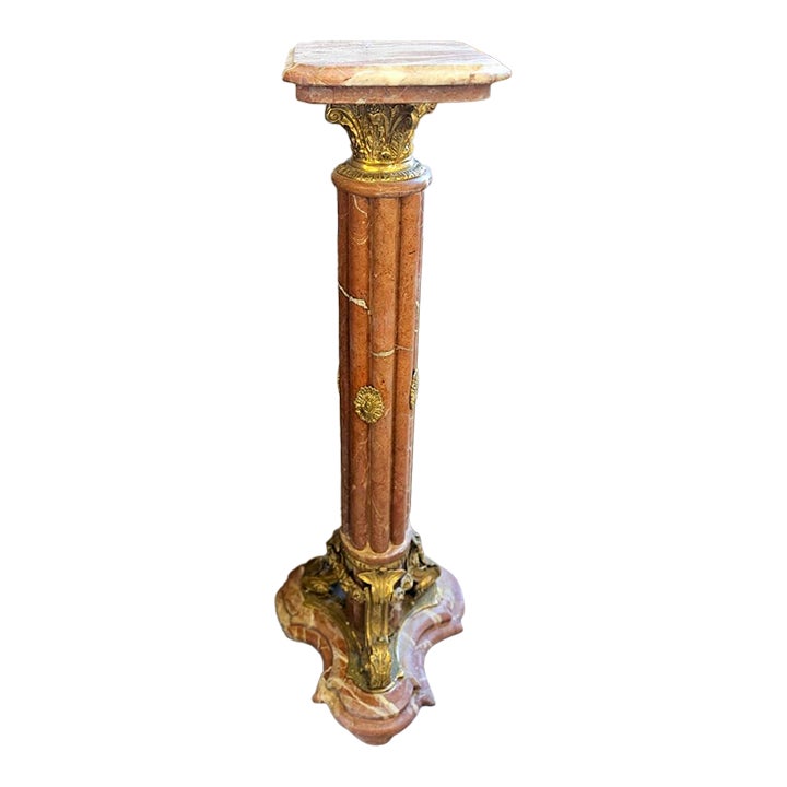 Rococo Style Marble Topped Pedestal Column With Gold Leaf Details ...