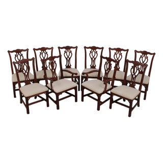 Set of 10 Knob Creek Cherry Chippendale Dining Chairs For Sale