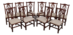 Set of 10 Knob Creek Cherry Chippendale Dining Chairs