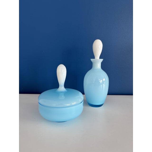 Vintage Opaline Bottle and Box, Set of 2 For Sale - Image 6 of 7