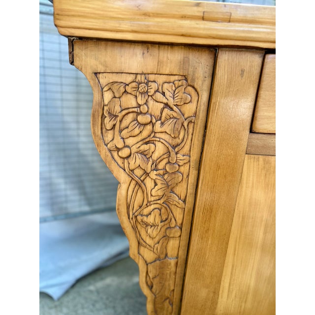 Late 20th Century Chinese Altar Cabinet in the Traditional Style — Elmwood With Original Brass Hardware, 73" For Sale - Image 9 of 12