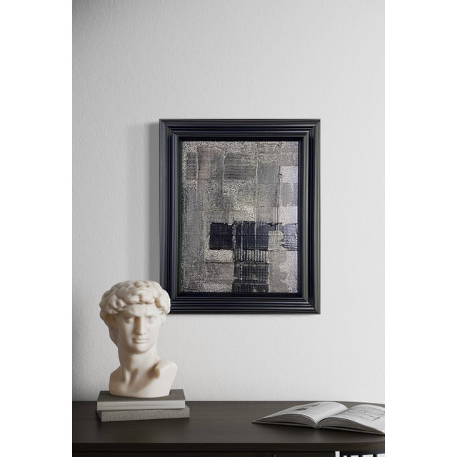 Original abstract painting by J. Kent Martin featuring layered brown, taupe, black, cream, and muted metallic tones in a...