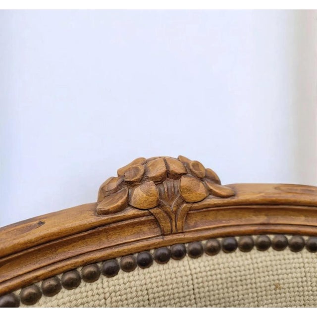 Queen Anne Victorian Carved Walnut Armchair with Floral Upholstery, 1920s For Sale - Image 3 of 10