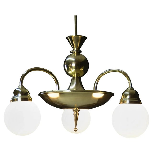 Large Rondocubistic Brass Chandelier For Sale - Image 8 of 8