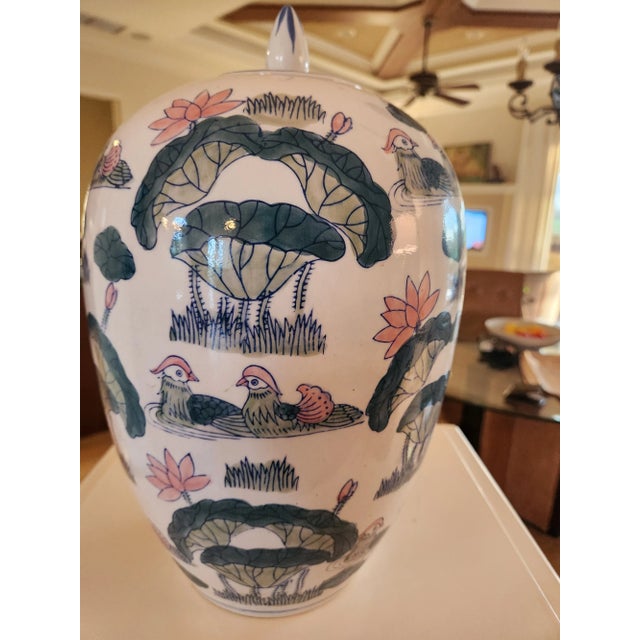 Traditional Vintage Large Chinese Jar With Lid For Sale - Image 3 of 4