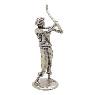 Vintage Italian Silver Golf Player Figurine, 1980s For Sale