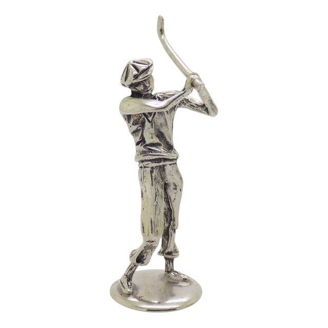 Vintage Italian Silver Golf Player Figurine, 1980s For Sale