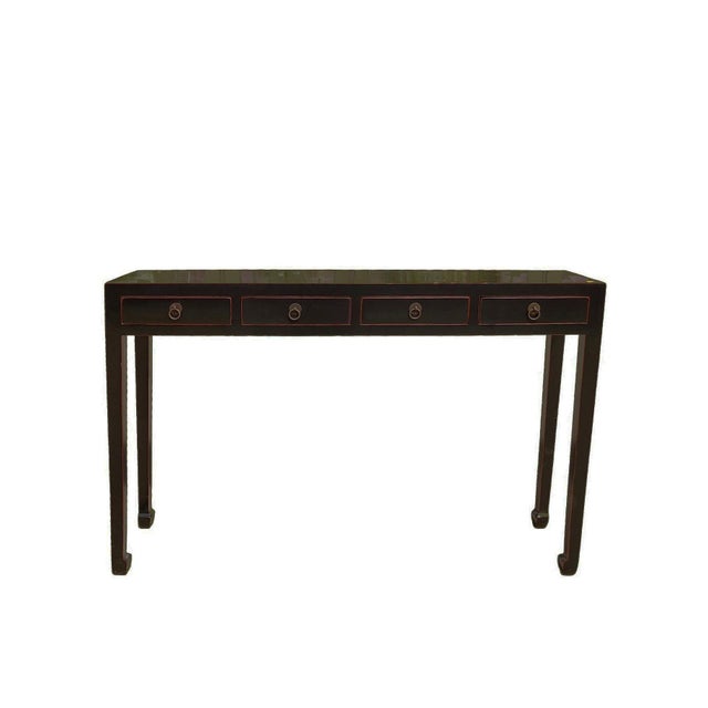 Chinese Vintage Elm 48" Long 4-Drawer Console Table For Sale - Image 3 of 3