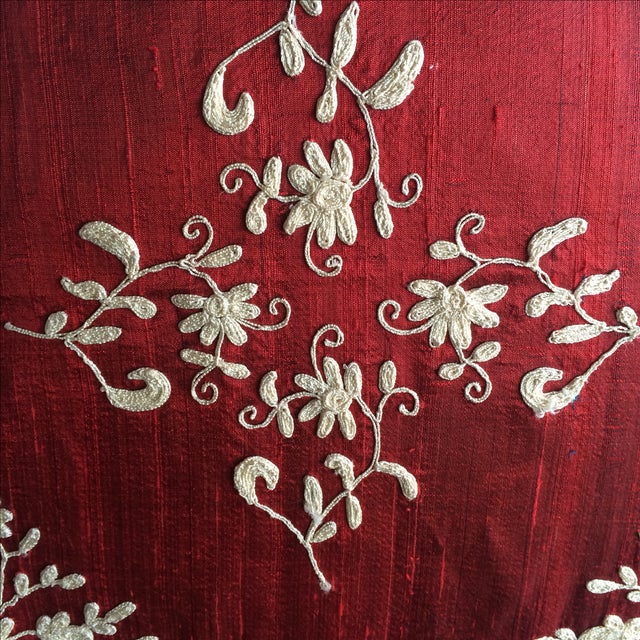 Red Silk Embroidered Pillow Covers A Pair Chairish