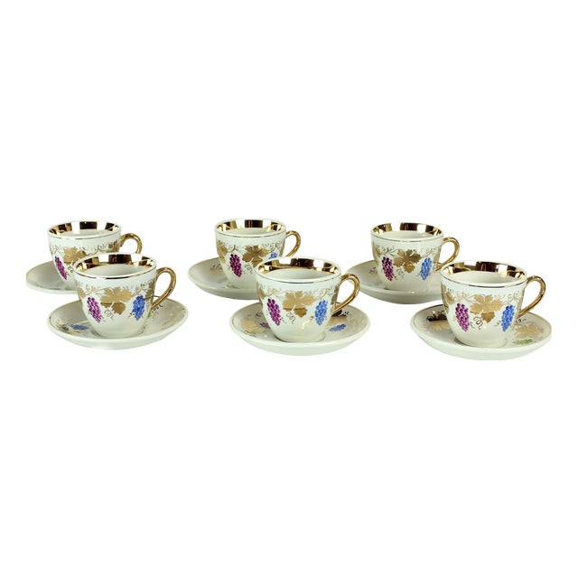 Porcelain Coffee or Tea Cups by Ditmar Urbach, 1940s, Set of 6 For Sale