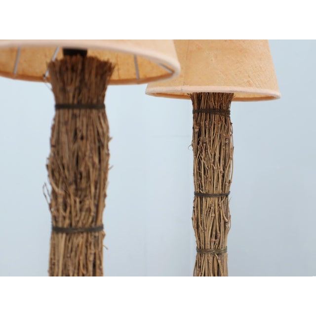 Italian Table Lamps in Raffia & Parchment, 1970s, Set of 2 For Sale - Image 11 of 13