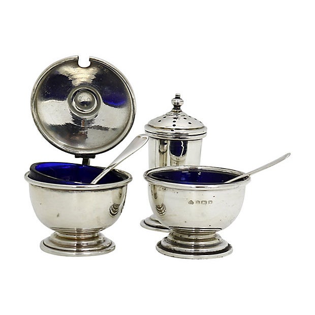 D. 1949 Sterling & Cobalt Cruet Set, 5 Pieces Chairish