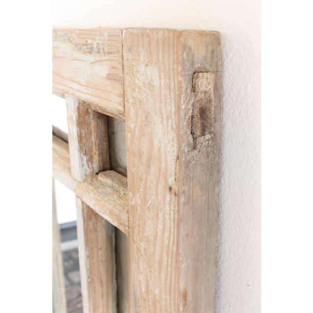 49" Antique French Farmhouse Mirror/Distressed White For Sale In Los Angeles - Image 6 of 7